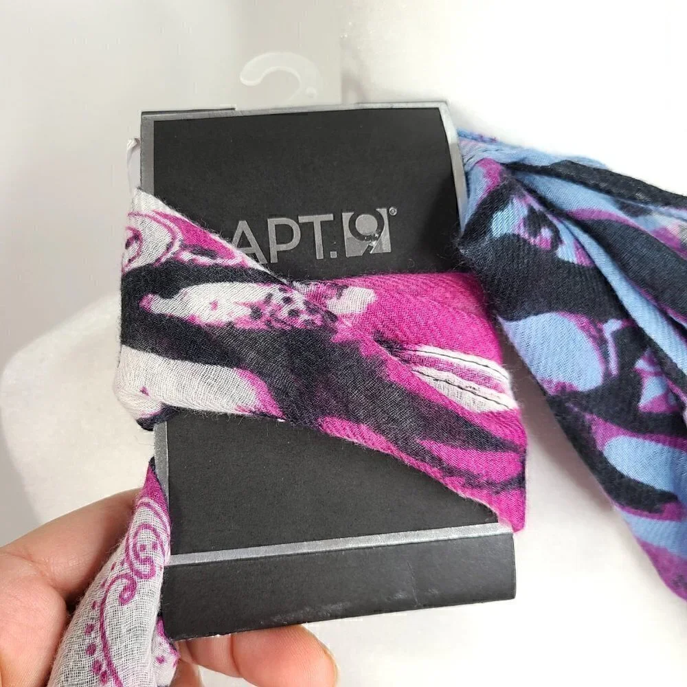 NWT APT 9 Pink Purple Fever Eclipse Big Rectangle Fringe Scarf Wrap